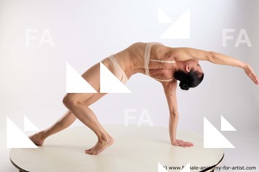 Underwear Woman White Laying poses - ALL Athletic Laying poses - on back long brown Standard Photoshoot Academic