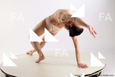 Underwear Woman White Laying poses - ALL Athletic Laying poses - on back long brown Standard Photoshoot Academic