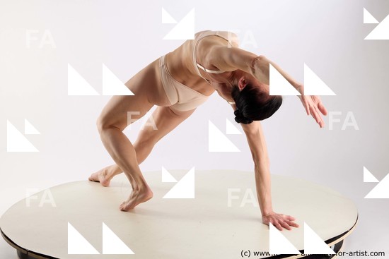 Underwear Woman White Laying poses - ALL Athletic Laying poses - on back long brown Standard Photoshoot Academic