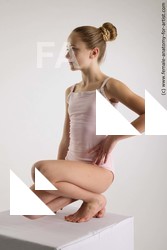 Underwear Woman White Kneeling poses - ALL Slim Kneeling poses - on one knee long brown Standard Photoshoot  Academic