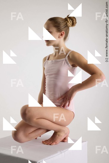 Underwear Woman White Kneeling poses - ALL Slim Kneeling poses - on one knee long brown Standard Photoshoot  Academic