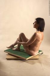 Nude Woman White Sitting poses - ALL Underweight short brown Sitting poses - simple Pinup