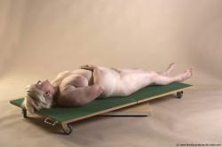 Nude Woman White Laying poses - ALL Average Laying poses - on back short blond Pinup