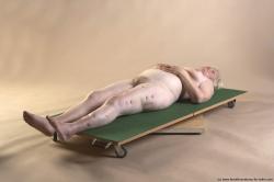 Nude Woman White Laying poses - ALL Average Laying poses - on back short blond Pinup