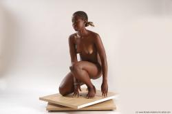 Nude Woman White Kneeling poses - ALL Slim Kneeling poses - on one knee dreadlocks black Pinup