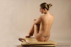 Nude Woman White Sitting poses - ALL Slim long brown Sitting poses - simple Pinup