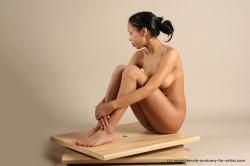 Nude Woman Multiracial Sitting poses - ALL Slim dreadlocks black Sitting poses - simple Pinup