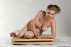 and more Nude Woman White Laying poses - ALL Slim Laying poses - on side long grey Pinup