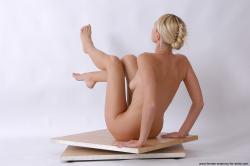 Nude Woman White Sitting poses - ALL Slim long blond Sitting poses - simple Pinup