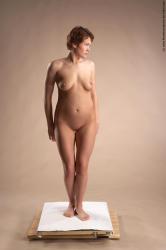 Nude Woman White Standing poses - ALL Slim short red Standing poses - simple Pinup