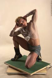 Casual Woman White Laying poses - ALL Muscular Laying poses - on back medium blond Academic