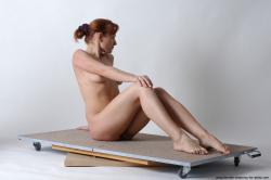 Nude Woman White Sitting poses - ALL Slim medium red Sitting poses - simple Pinup