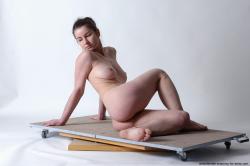 Nude Woman White Sitting poses - ALL Slim long brown Sitting poses - simple Pinup