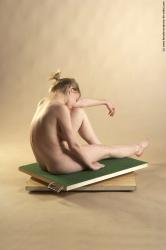 Nude Woman White Sitting poses - ALL Slim long blond Sitting poses - simple Pinup