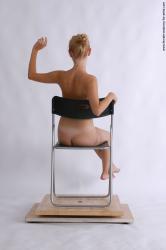 Nude Woman White Sitting poses - ALL Slim long blond Sitting poses - simple Pinup