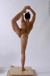 Nude Gymnastic poses Woman White Slim long brown Dancing Pinup