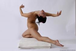 Nude Gymnastic poses Woman White Slim long brown Dancing Pinup