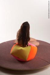 Nude Woman White Kneeling poses - ALL Slim Kneeling poses - on one knee long brown Pinup