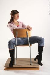 Casual Woman White Sitting poses - ALL Slim long brown Sitting poses - simple Academic