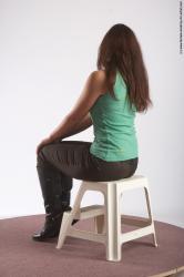 Casual Woman White Sitting poses - ALL Slim long brown Sitting poses - simple Academic