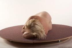 Nude Woman White Laying poses - ALL Overweight Laying poses - on back medium blond Pinup