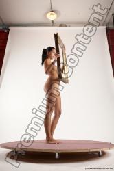 Nude Woman White Standing poses - ALL Slim long black Standing poses - simple Multi angle poses Pinup