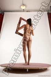 Nude Woman White Standing poses - ALL Slim long black Standing poses - simple Multi angle poses Pinup