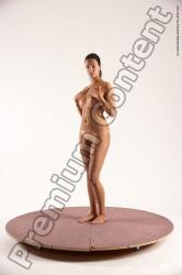 Nude Woman White Standing poses - ALL Slim long black Standing poses - simple Multi angle poses Pinup