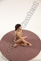 Nude Woman White Sitting poses - ALL Slim long brown Sitting poses - simple Multi angle poses Pinup