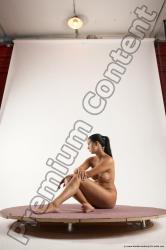 Nude Woman White Sitting poses - ALL Slim long black Sitting poses - simple Multi angle poses Pinup