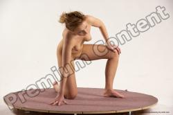 Nude Woman White Kneeling poses - ALL Slim Kneeling poses - on one knee medium colored Multi angle poses Pinup