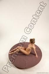 Nude Woman White Kneeling poses - ALL Slim Kneeling poses - on one knee medium colored Multi angle poses Pinup