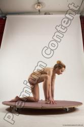 Nude Woman White Kneeling poses - ALL Slim Kneeling poses - on one knee medium colored Multi angle poses Pinup