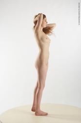 Nude Woman White Standing poses - ALL Slim long red Standing poses - simple Pinup