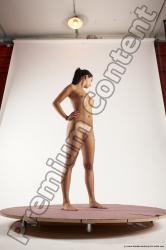 Nude Woman White Standing poses - ALL Slim long black Standing poses - simple Multi angle poses Pinup