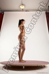 Nude Woman White Standing poses - ALL Slim long black Standing poses - simple Multi angle poses Pinup