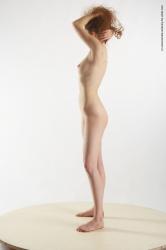 Nude Woman White Standing poses - ALL Slim long red Standing poses - simple Pinup