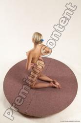 Nude Woman White Kneeling poses - ALL Slim Kneeling poses - on both knees long blond Multi angle poses Pinup