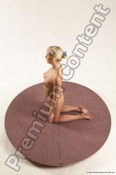 Nude Woman White Kneeling poses - ALL Slim Kneeling poses - on both knees long blond Multi angle poses Pinup