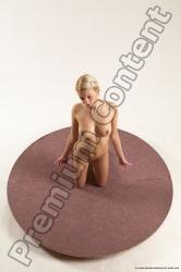 Nude Woman White Kneeling poses - ALL Slim Kneeling poses - on both knees long blond Multi angle poses Pinup