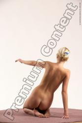 Nude Woman White Kneeling poses - ALL Slim Kneeling poses - on both knees long blond Multi angle poses Pinup