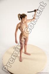 Nude Fighting with sword Woman White Standing poses - ALL Slim medium blond Standing poses - simple Multi angle poses Pinup