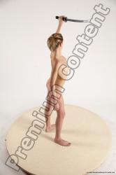 Nude Fighting with sword Woman White Standing poses - ALL Slim medium blond Standing poses - simple Multi angle poses Pinup