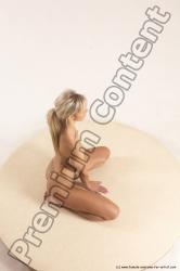 Nude Woman White Sitting poses - ALL Slim long blond Sitting poses - on knees Multi angle poses Pinup