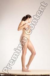 Nude Woman White Standing poses - ALL Slim long brown Standing poses - simple Multi angle poses Pinup