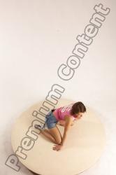 Casual Woman White Kneeling poses - ALL Slim Kneeling poses - on both knees medium brown Multi angle poses Academic