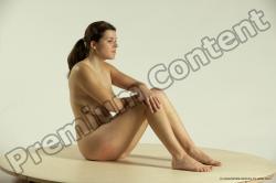 Nude Woman White Sitting poses - ALL Slim long brown Sitting poses - simple Multi angle poses Pinup