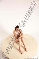 Nude Woman White Sitting poses - ALL Slim long brown Sitting poses - simple Multi angle poses Pinup