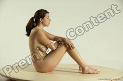 Nude Woman White Sitting poses - ALL Slim long brown Sitting poses - simple Multi angle poses Pinup