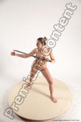 Nude Fighting with sword Woman White Standing poses - ALL Slim long blond Standing poses - simple Multi angle poses Pinup